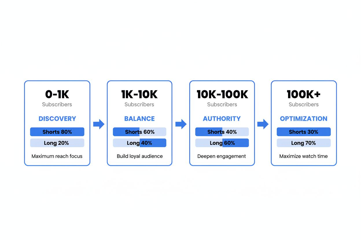 Channel growth stages and content mix diagram