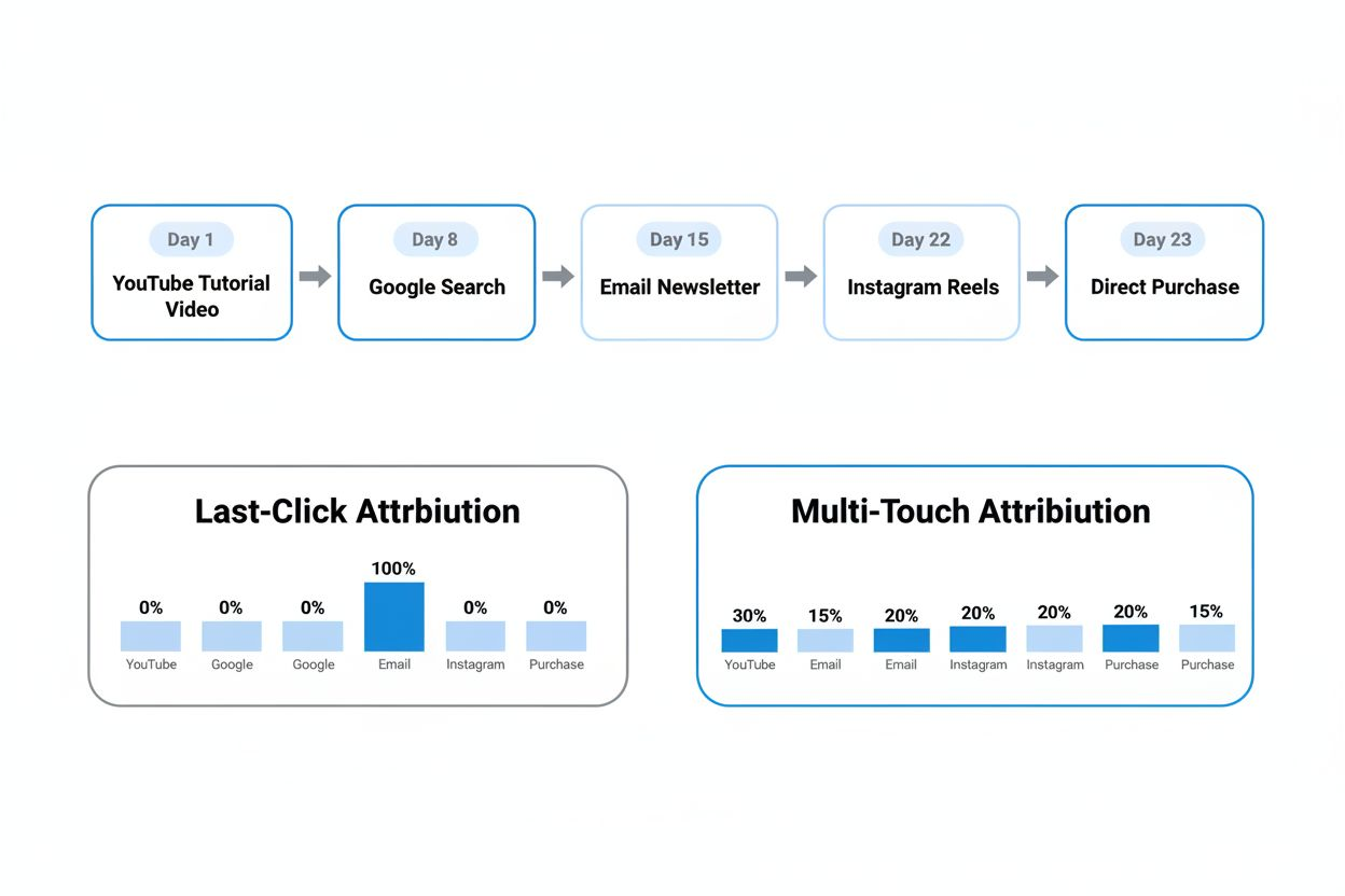 Diagram comparing customer journey and attribution models