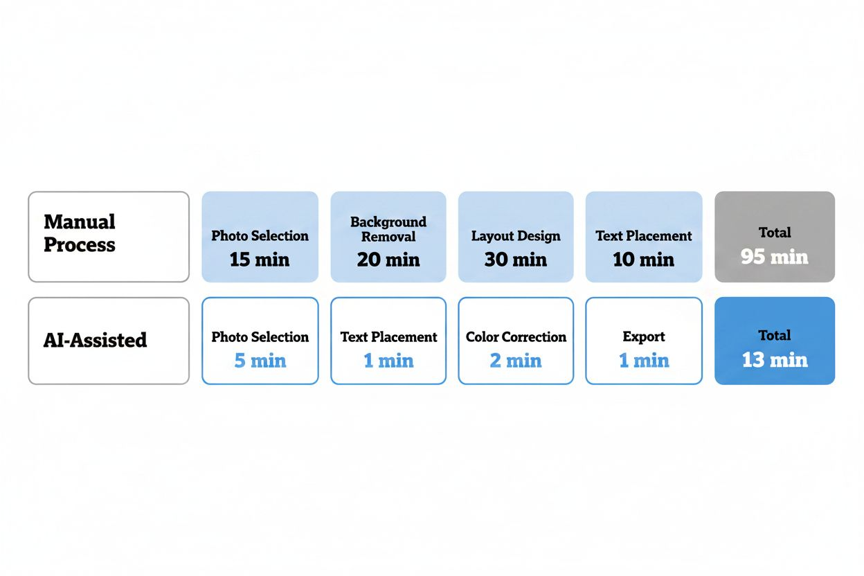 Side-by-side comparison of manual and AI workflows