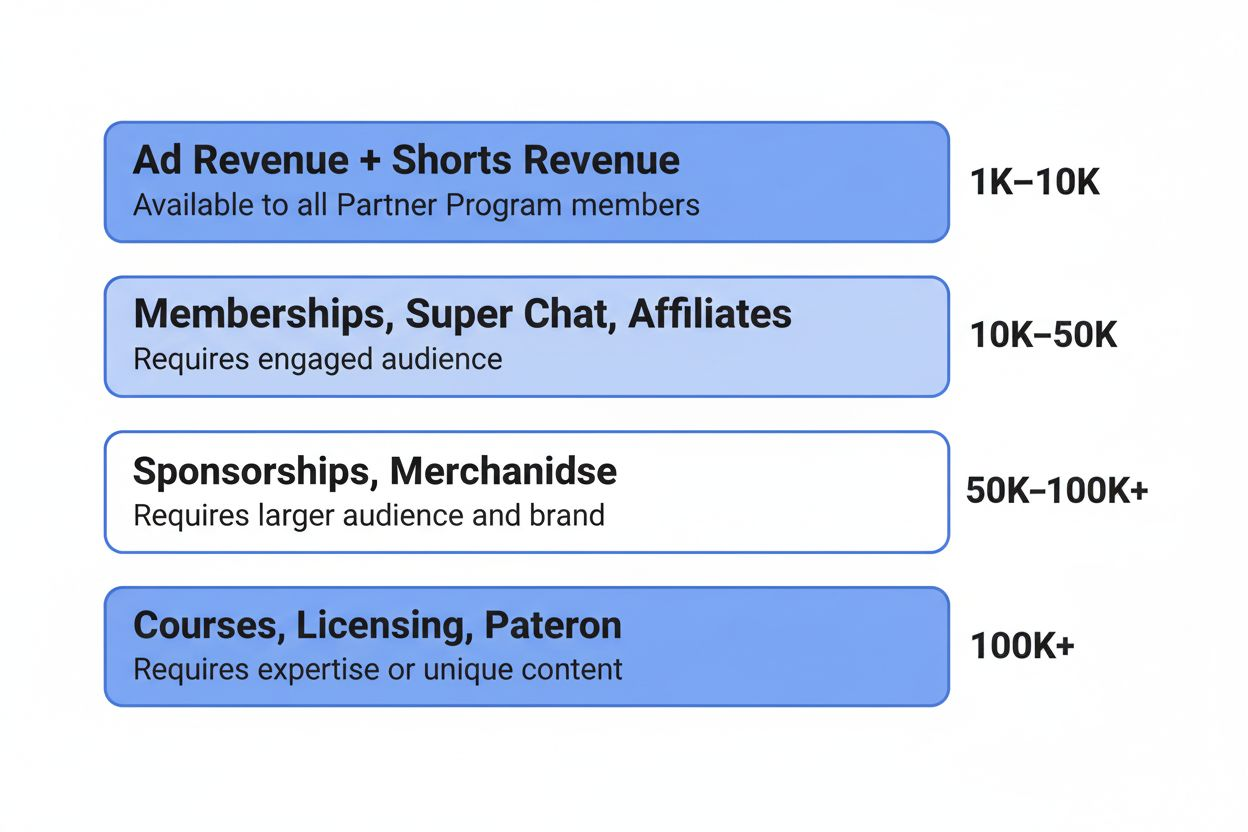 Layered pyramid illustrating creator monetization progression