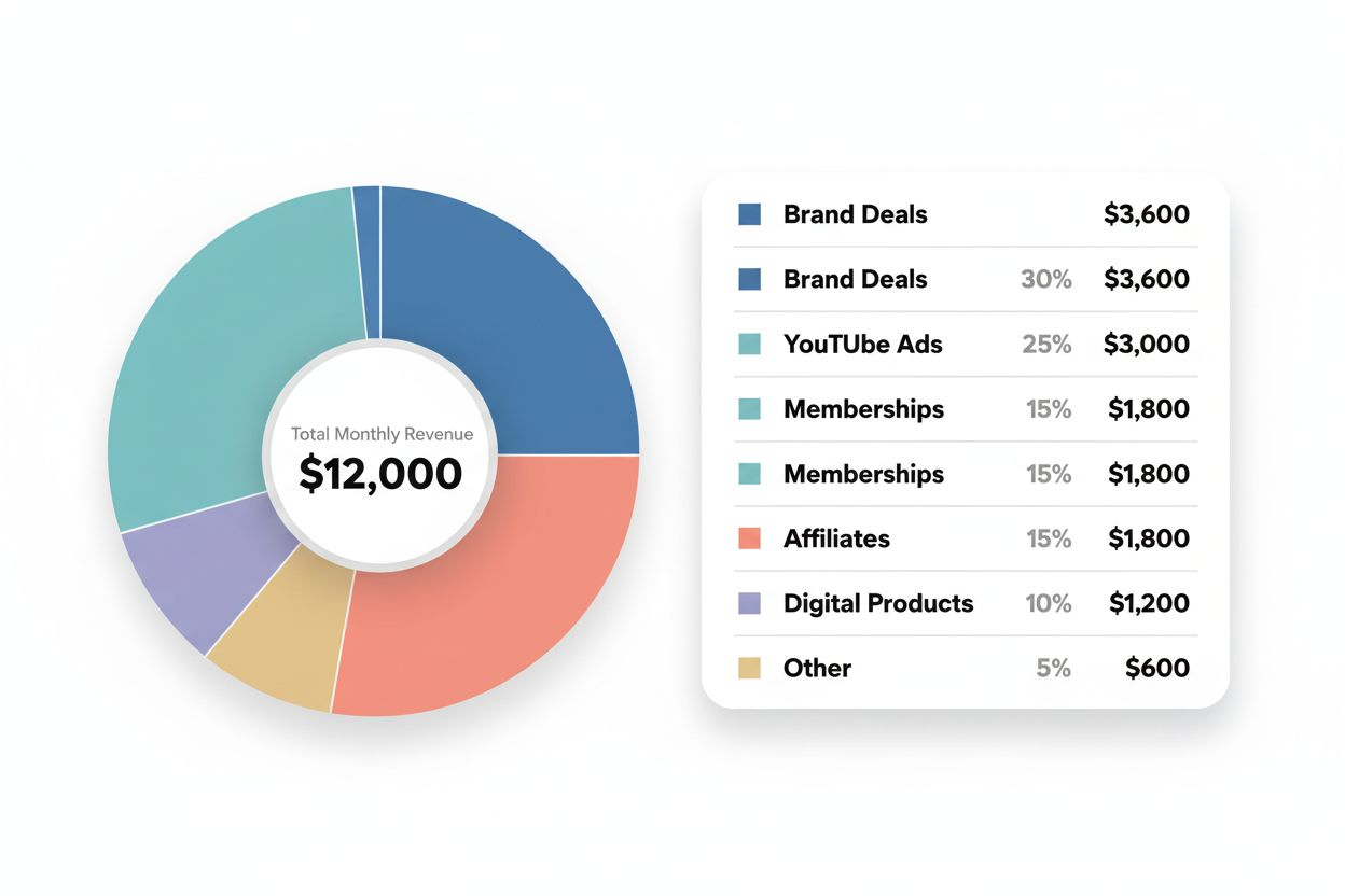 Pie chart illustrating a creator's revenue mix