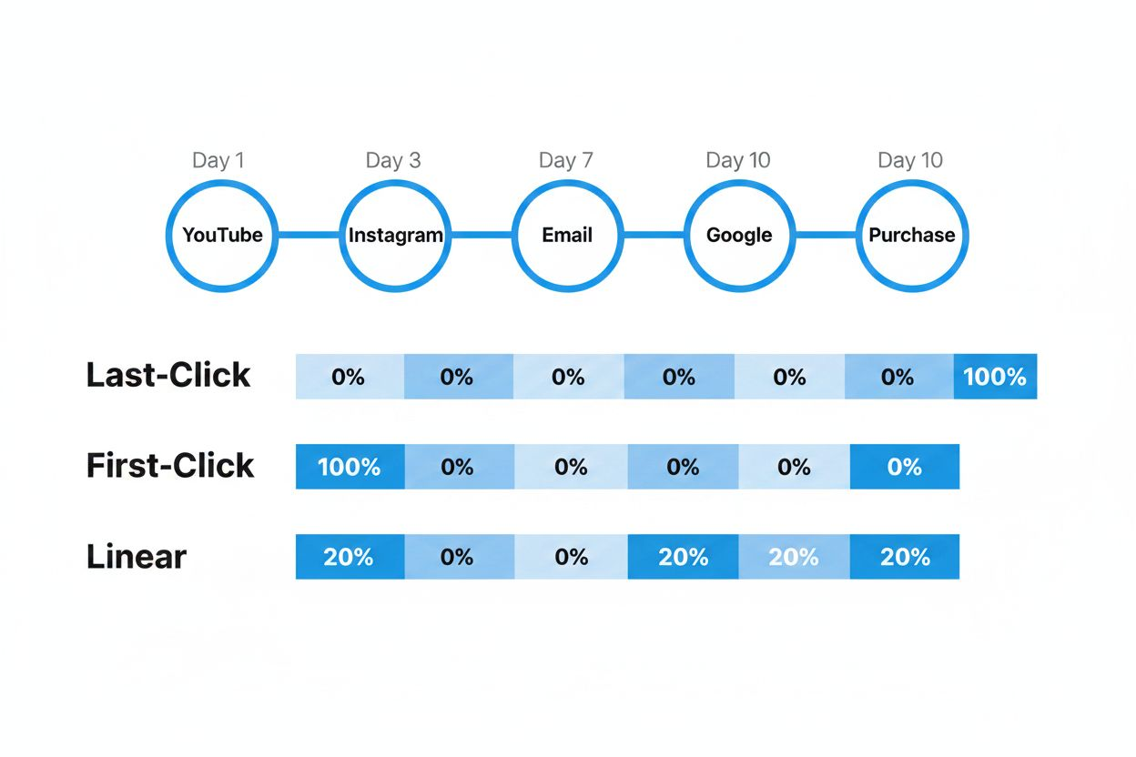Timeline and attribution model comparison graphic