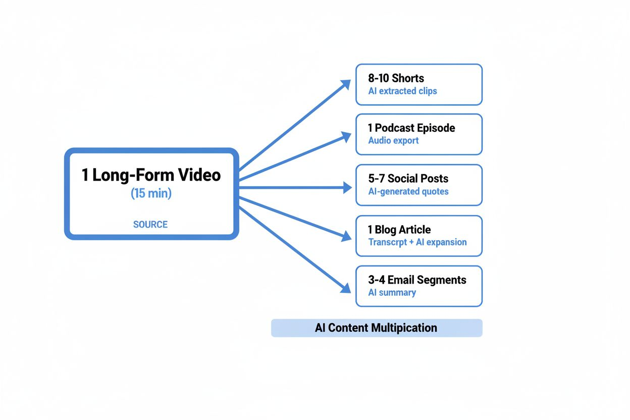 Circular diagram illustrating content repurposing workflow