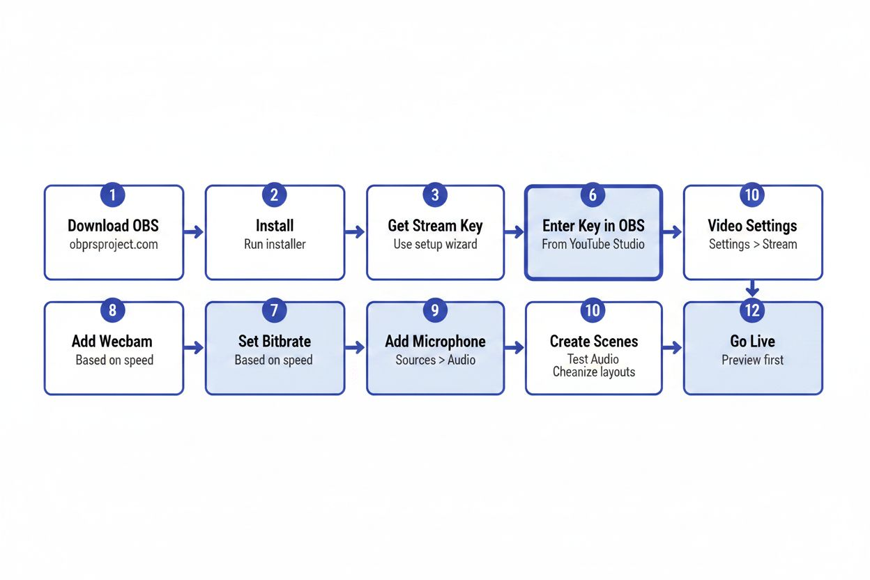 Flowchart showing a streaming software setup process