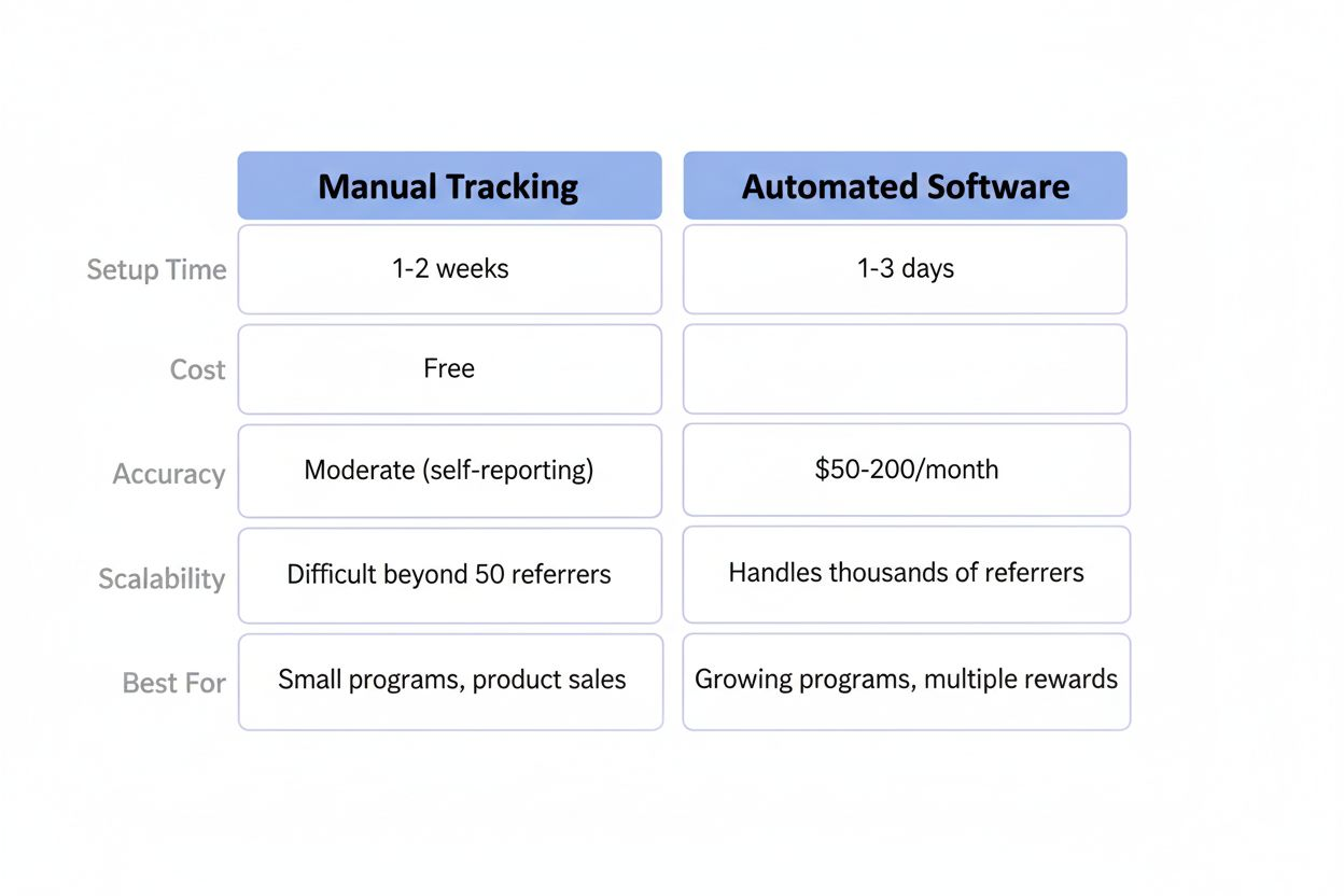 Comparison table of tracking methods