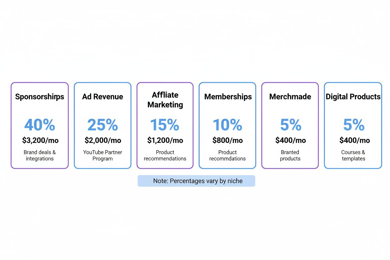Pie chart illustrating a content creator income breakdown