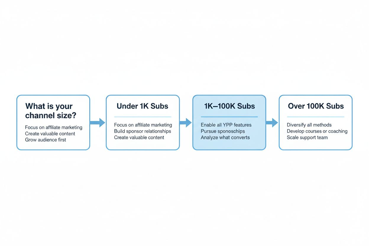 Vertical decision flowchart showing monetization options
