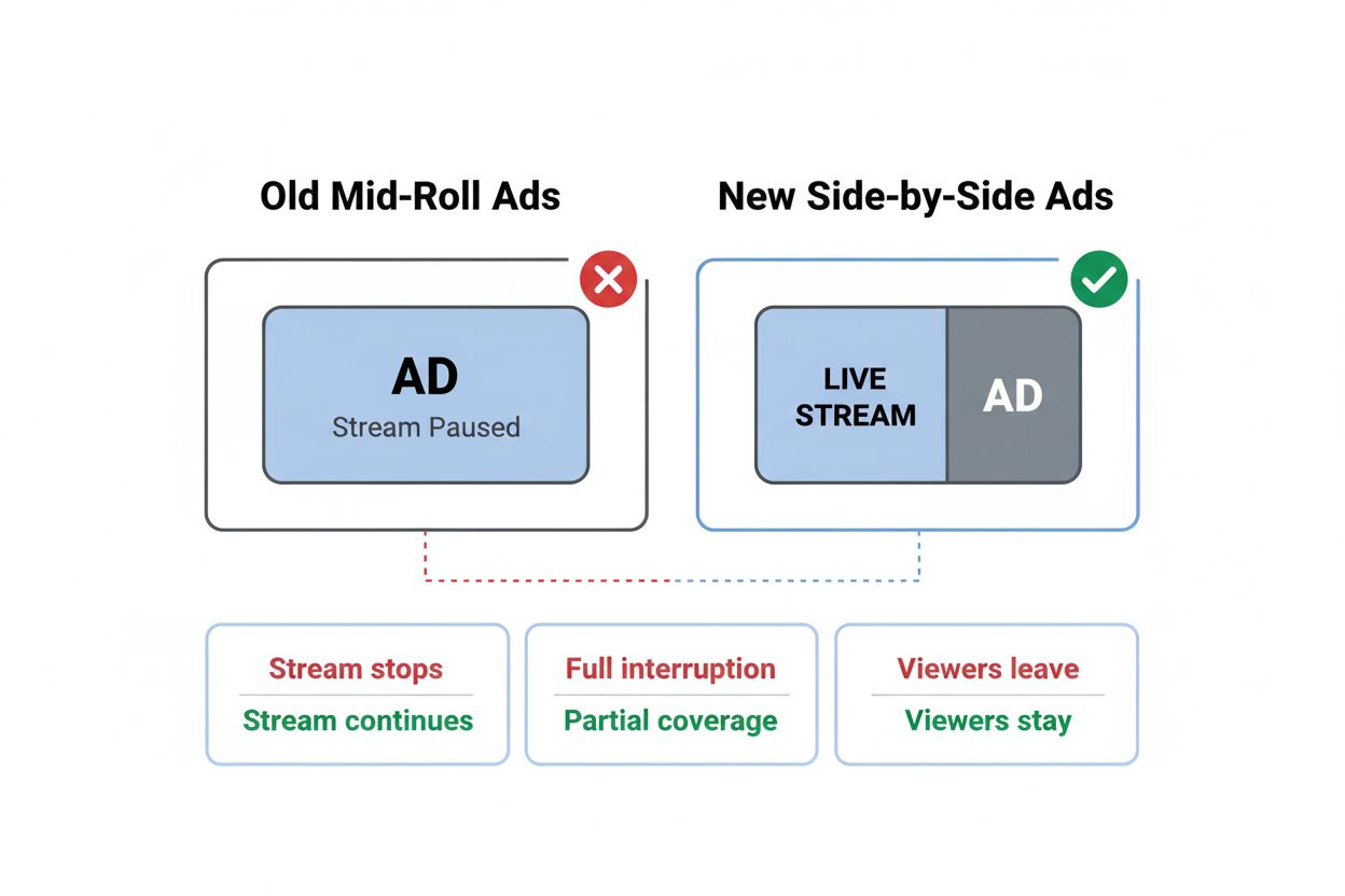 Comparison of two livestream ad layouts