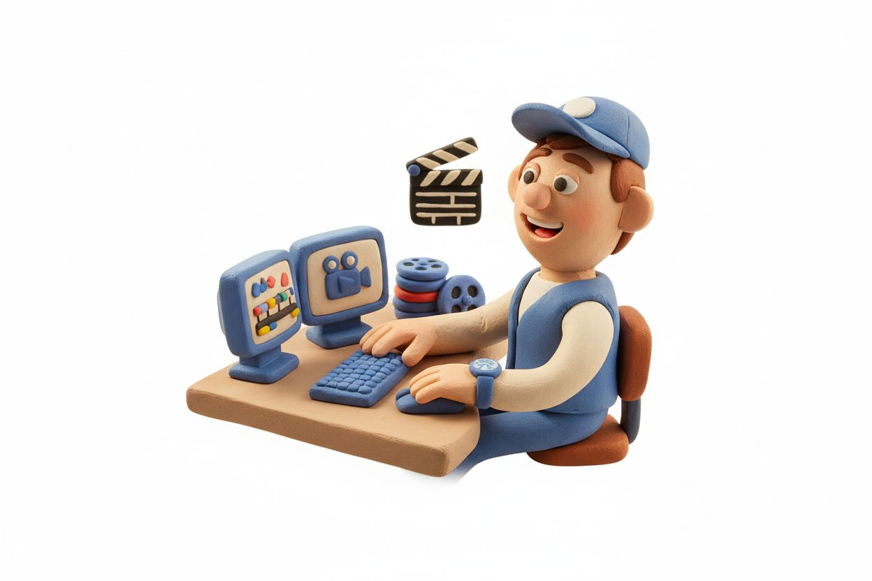 Content creator workspace with dual monitors