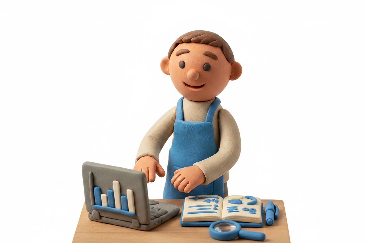 Person reviewing analytics in a home office