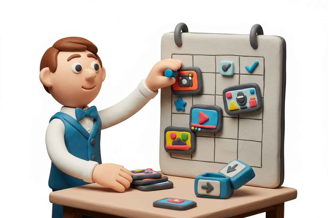 Workspace with dual monitors and studio lighting