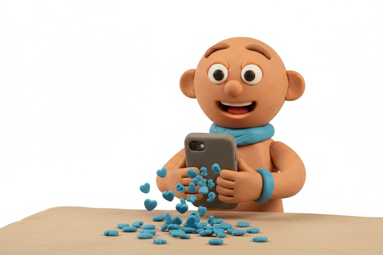 Hand holding smartphone showing social media engagement