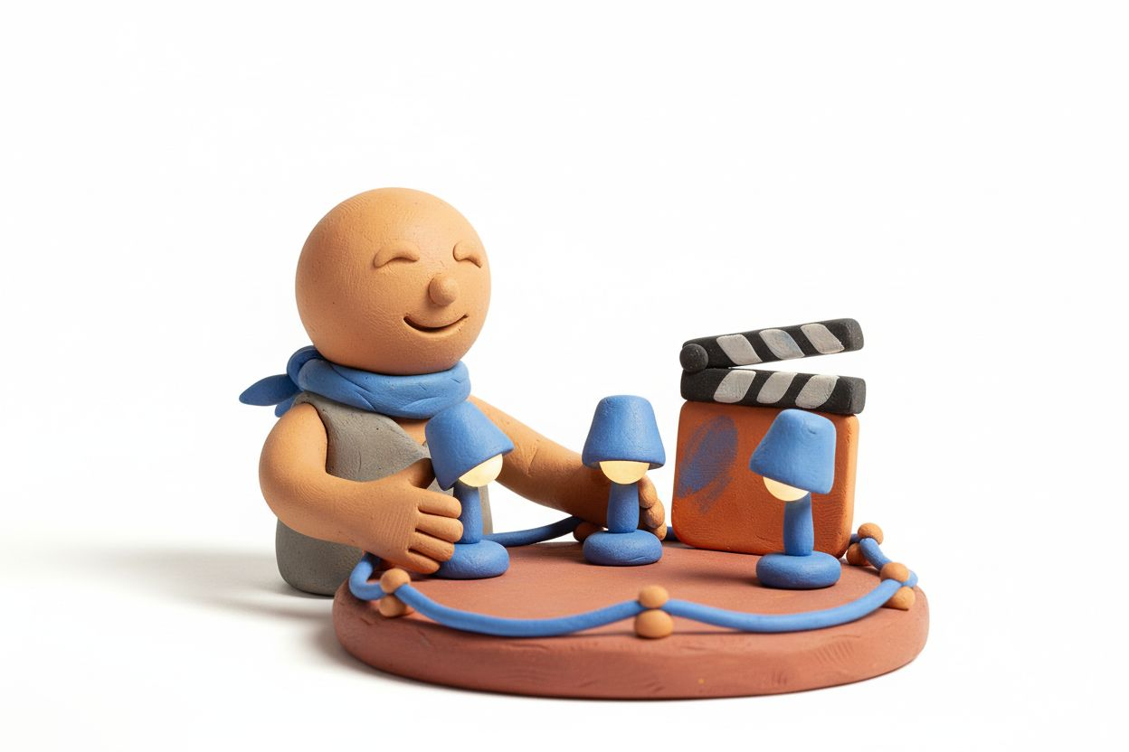 Studio photography lighting setup around a subject