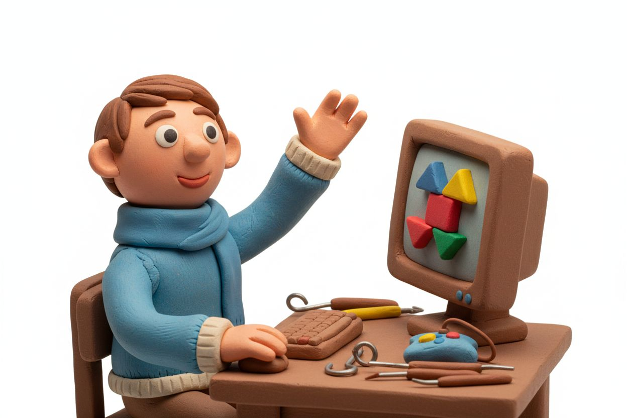 Person streaming at a warmly lit desk setup