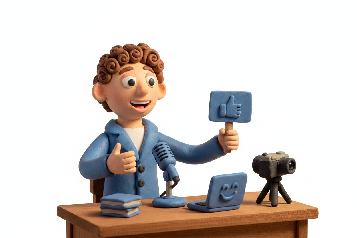 Person speaking to camera in a studio