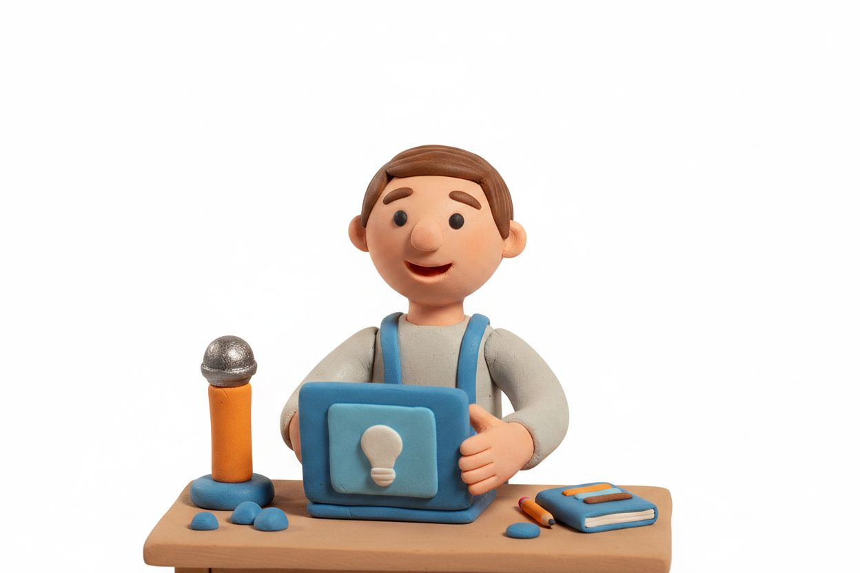 Person at desk preparing to create content