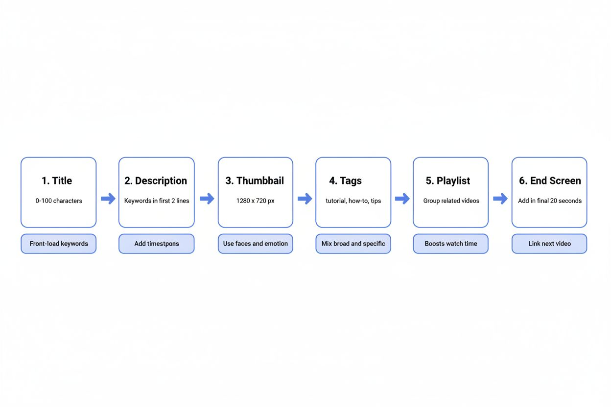 Vertical checklist diagram for uploading a video