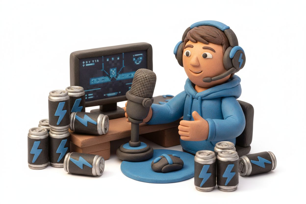 Content creator at professional streaming setup