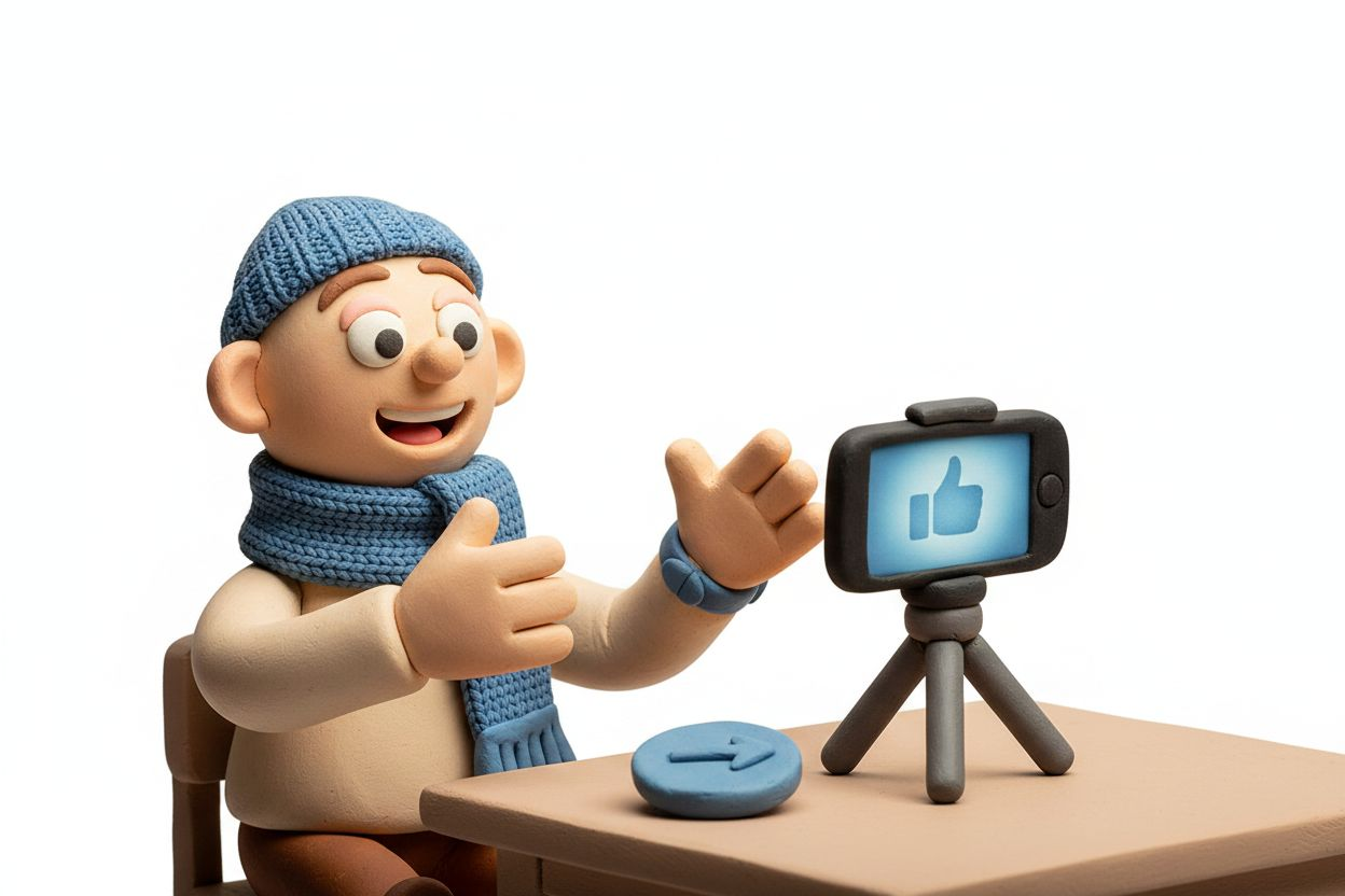 Person recording a short video in home studio