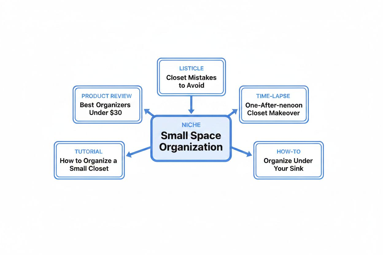 Flowchart showing video topic ideas from a niche