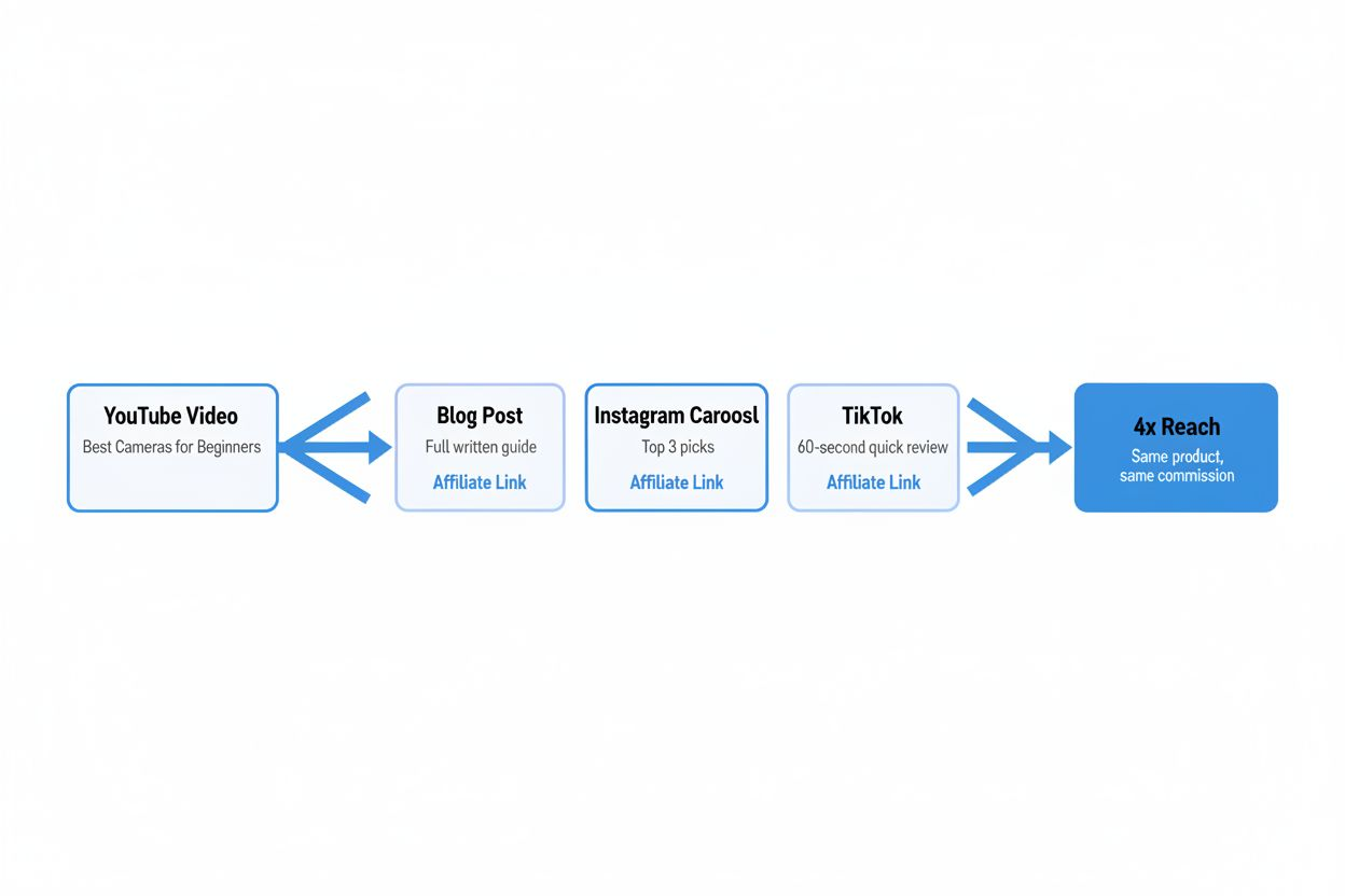 Flowchart illustrating content repurposing and promotion