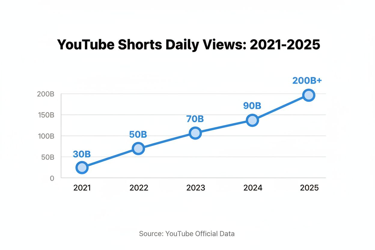 Line graph showing increasing daily video views